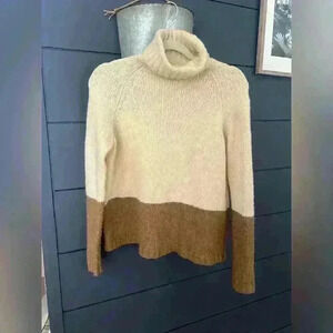 Vince Cream and Brown Turtleneck Sweater
